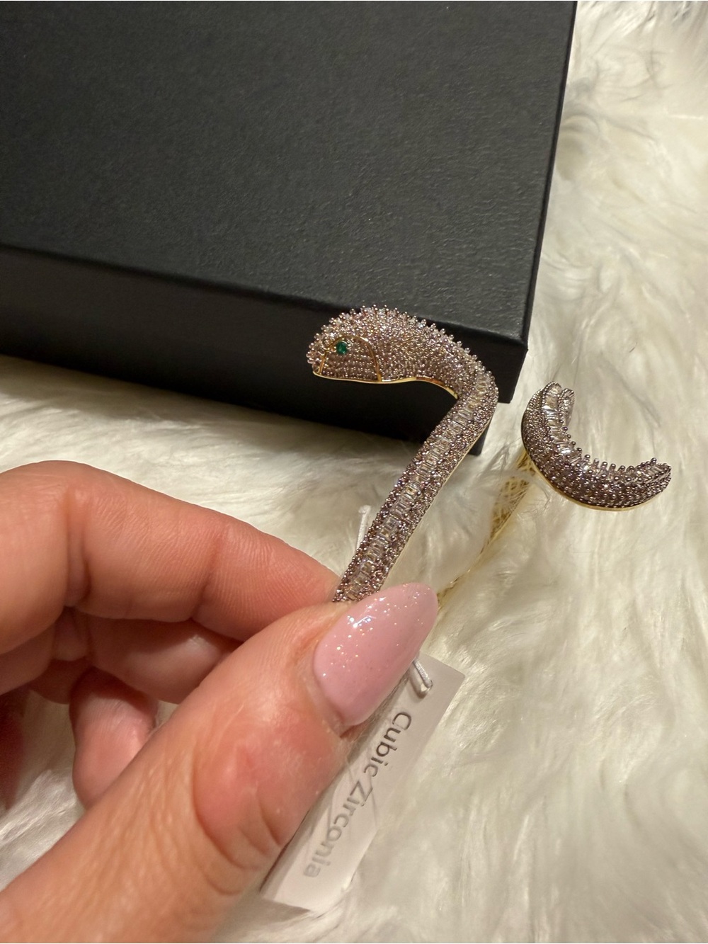 Gorgeous Rachel Zoe Crystal Snake Bracelet with Green Eye Accent